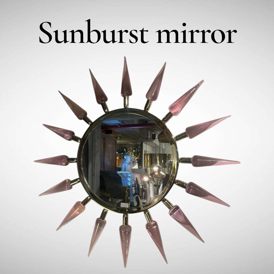 Miroir En Verre De Murano Et Laiton Attribué à Gino Cenedese-photo-3