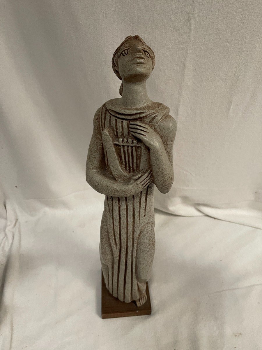 Ceramic Sculpture Representing Orpheus Signed Bab