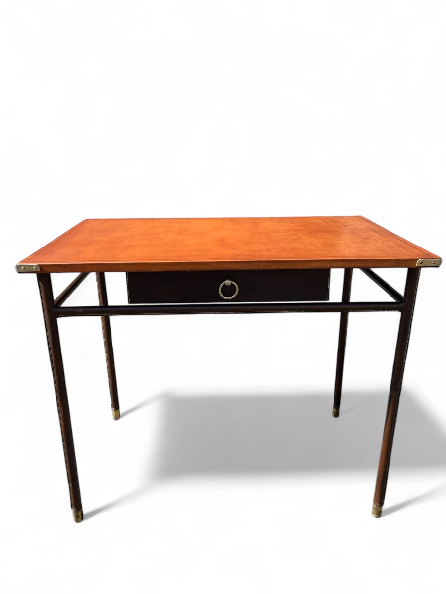Leather-covered Desk By Jacques Adnet