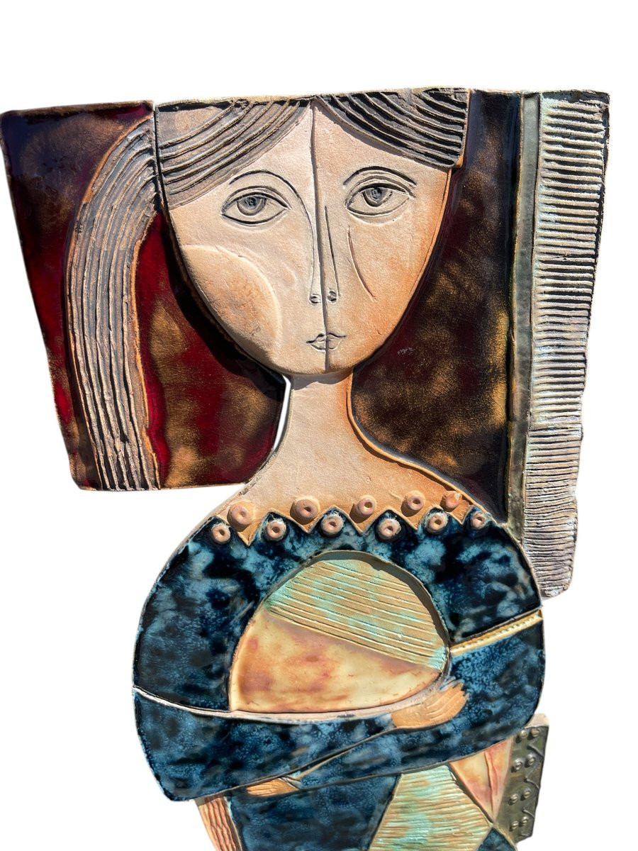 1960's Vallauris Style Ceramic Wall Panel-photo-2