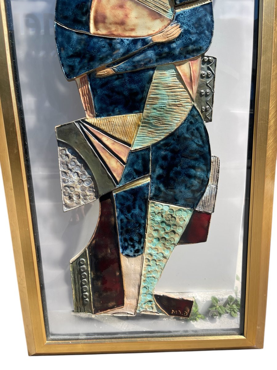 1960's Vallauris Style Ceramic Wall Panel-photo-4