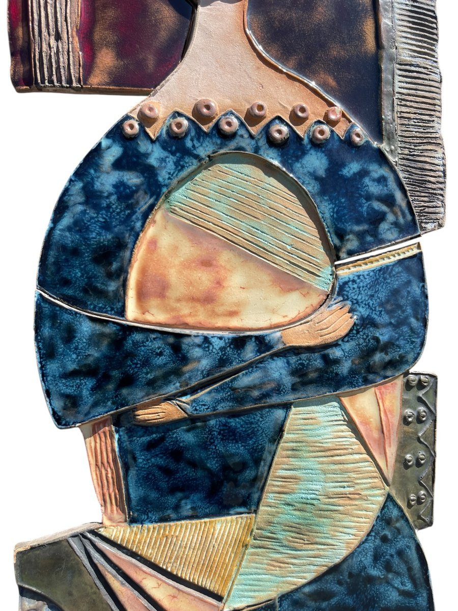 1960's Vallauris Style Ceramic Wall Panel-photo-4