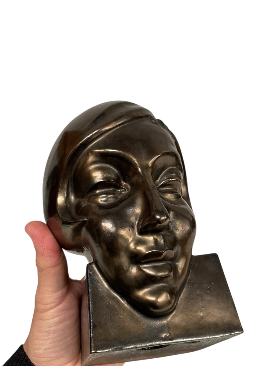 Ceramic Head Of A Woman Signed Koos Van Der Kaay And Dated 1934-photo-2