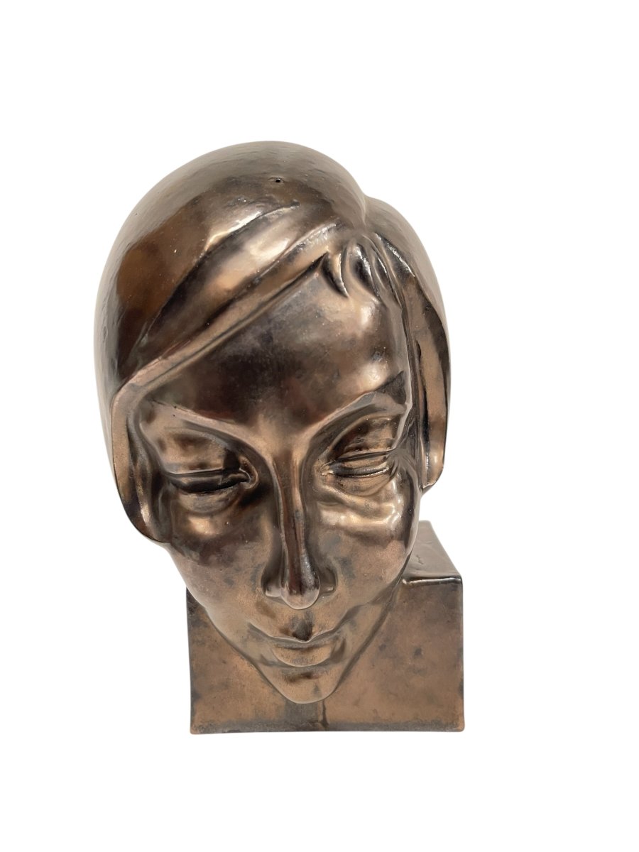 Ceramic Head Of A Woman Signed Koos Van Der Kaay And Dated 1934-photo-4
