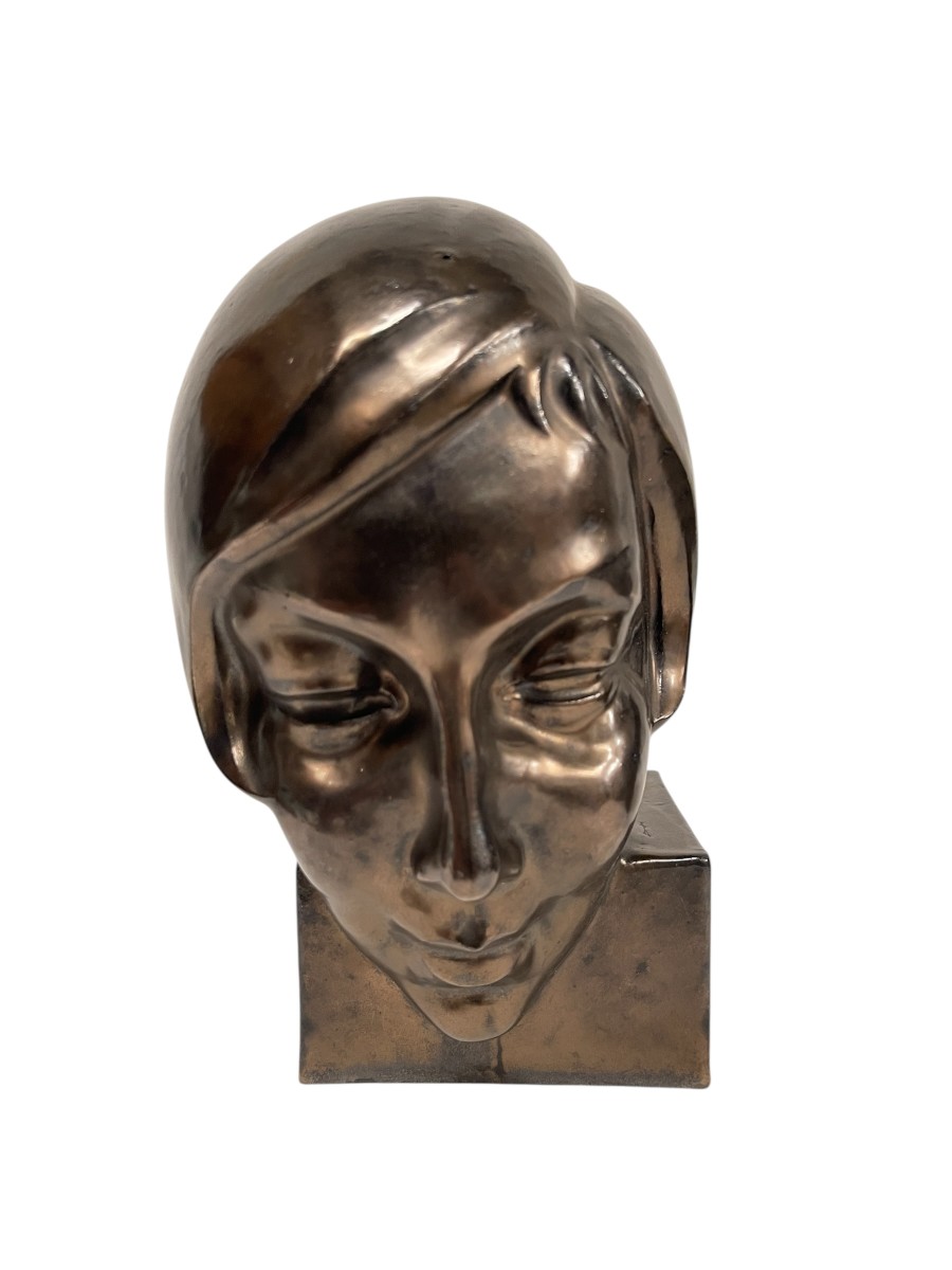 Ceramic Head Of A Woman Signed Koos Van Der Kaay And Dated 1934