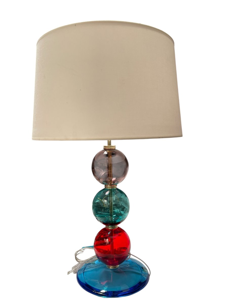 Paire de lampes en verre de Murano dans le goût de Gio Ponti-photo-2