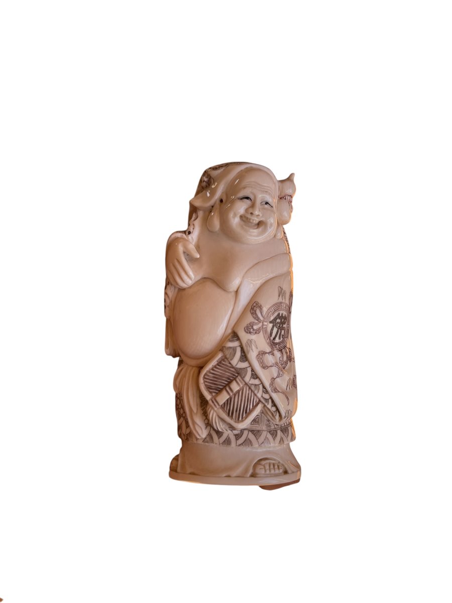 Ivory Sculpture Representing Buddha Japan Meiji Period-photo-3