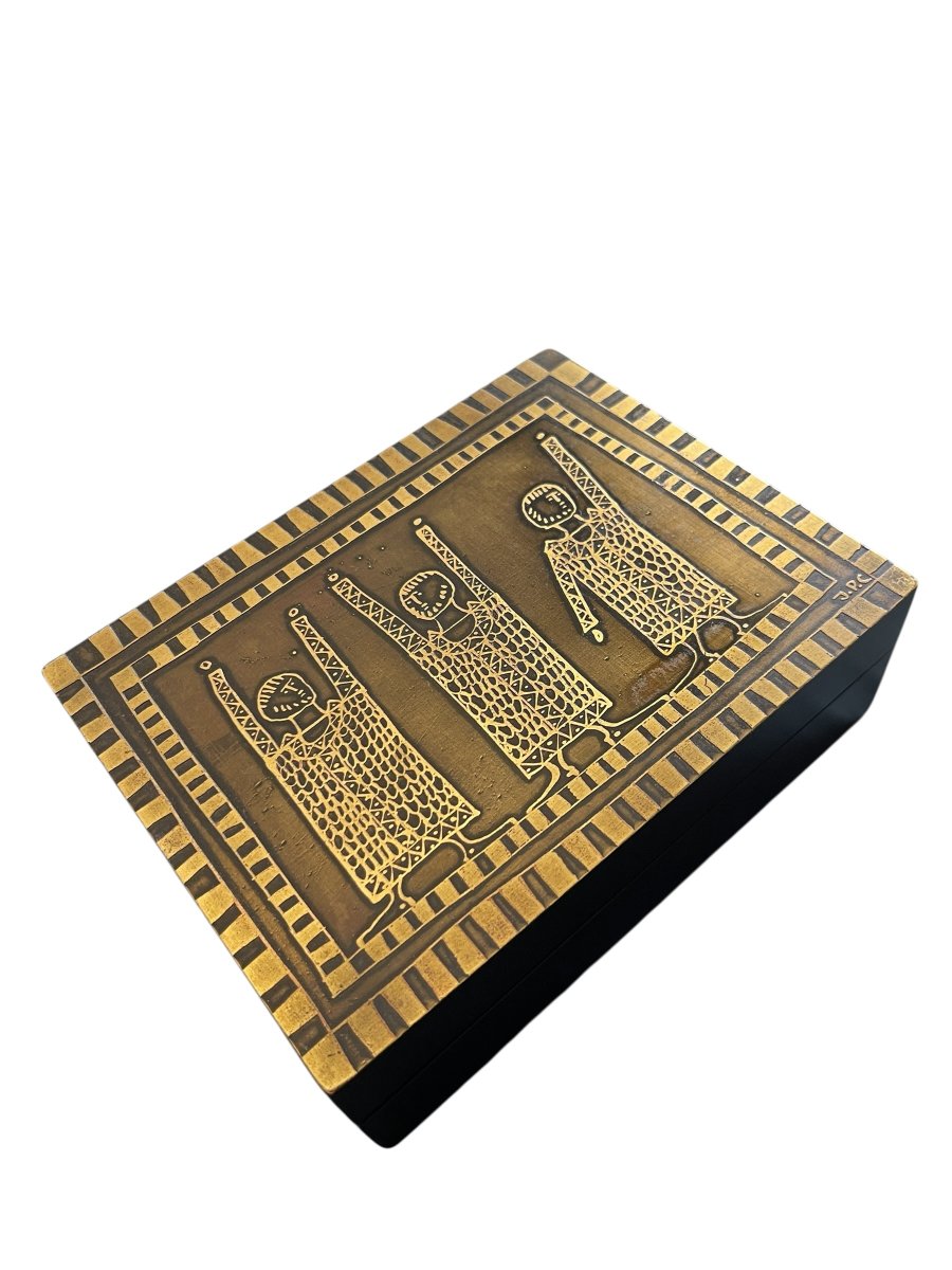 Box With Engraved Brass Decoration By Jean-pierre Chevalier-photo-6