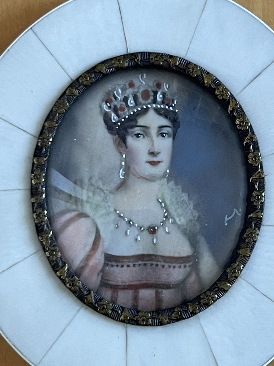 Miniature On Ivory Representing Caroline Bonaparte