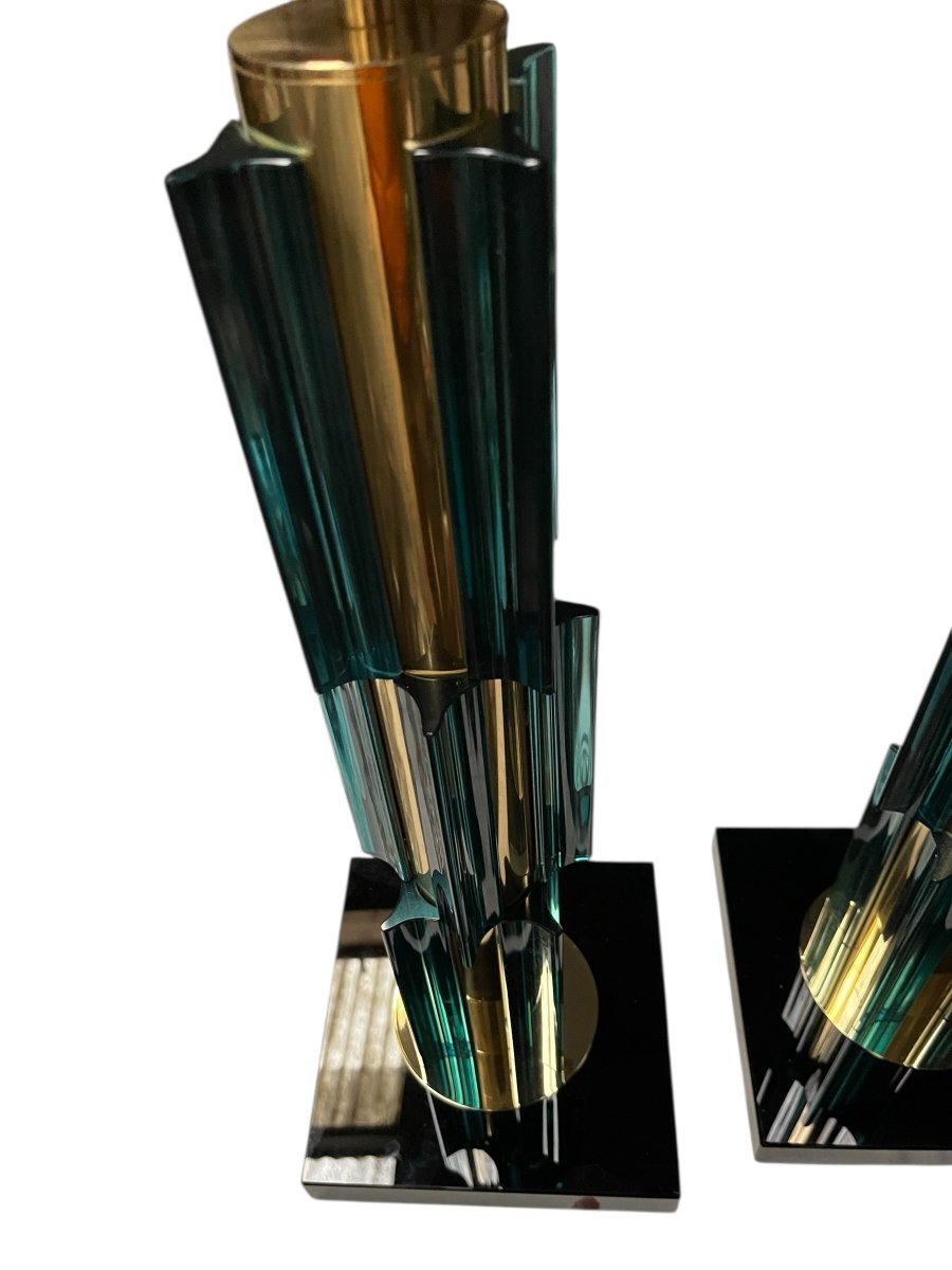 Paire de Lampes en verre de Murano attribuées à Gino Cenedese-photo-2