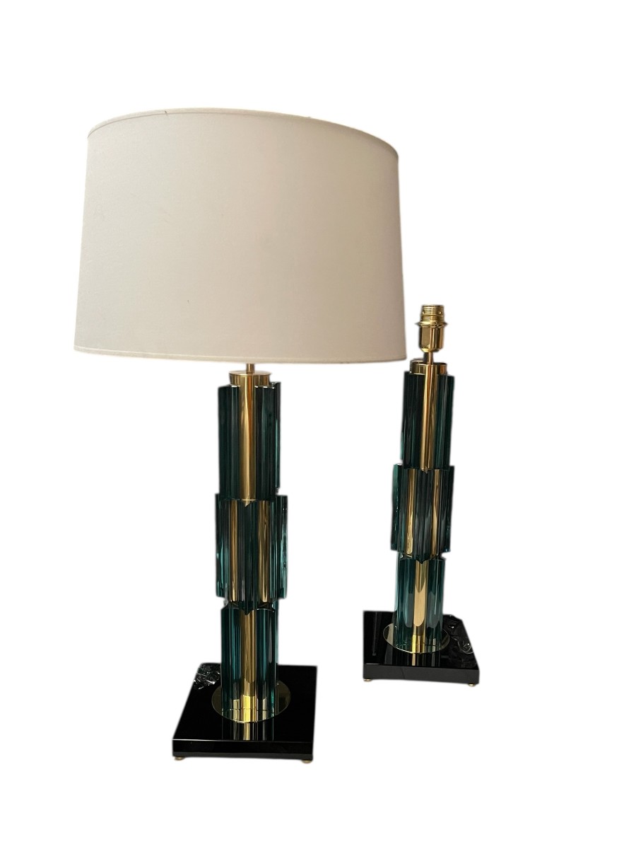 Paire de Lampes en verre de Murano attribuées à Gino Cenedese