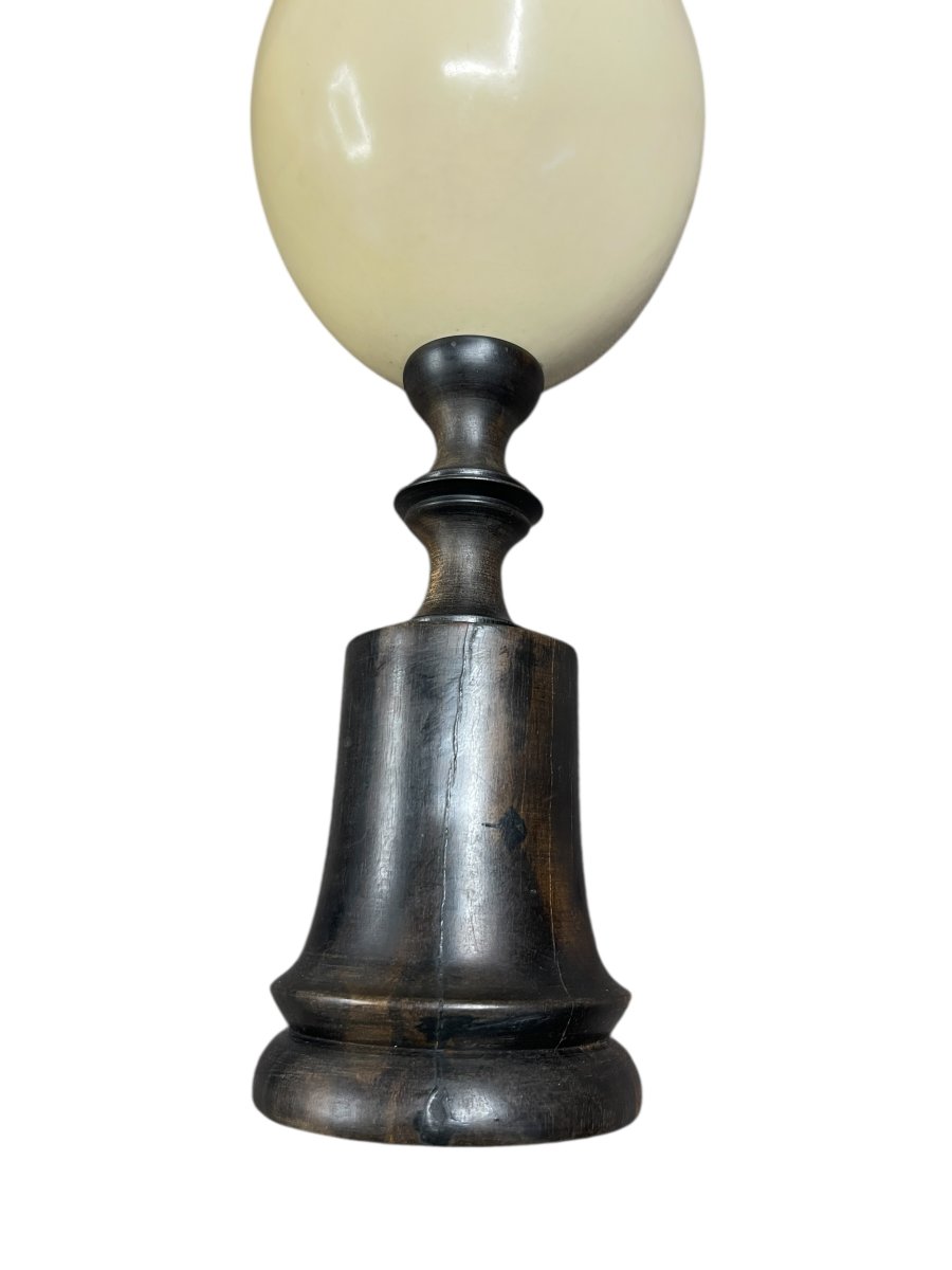 Paire de lampes oeuf d'autruche et palissandre attribué à la Maison  Jansen-photo-1