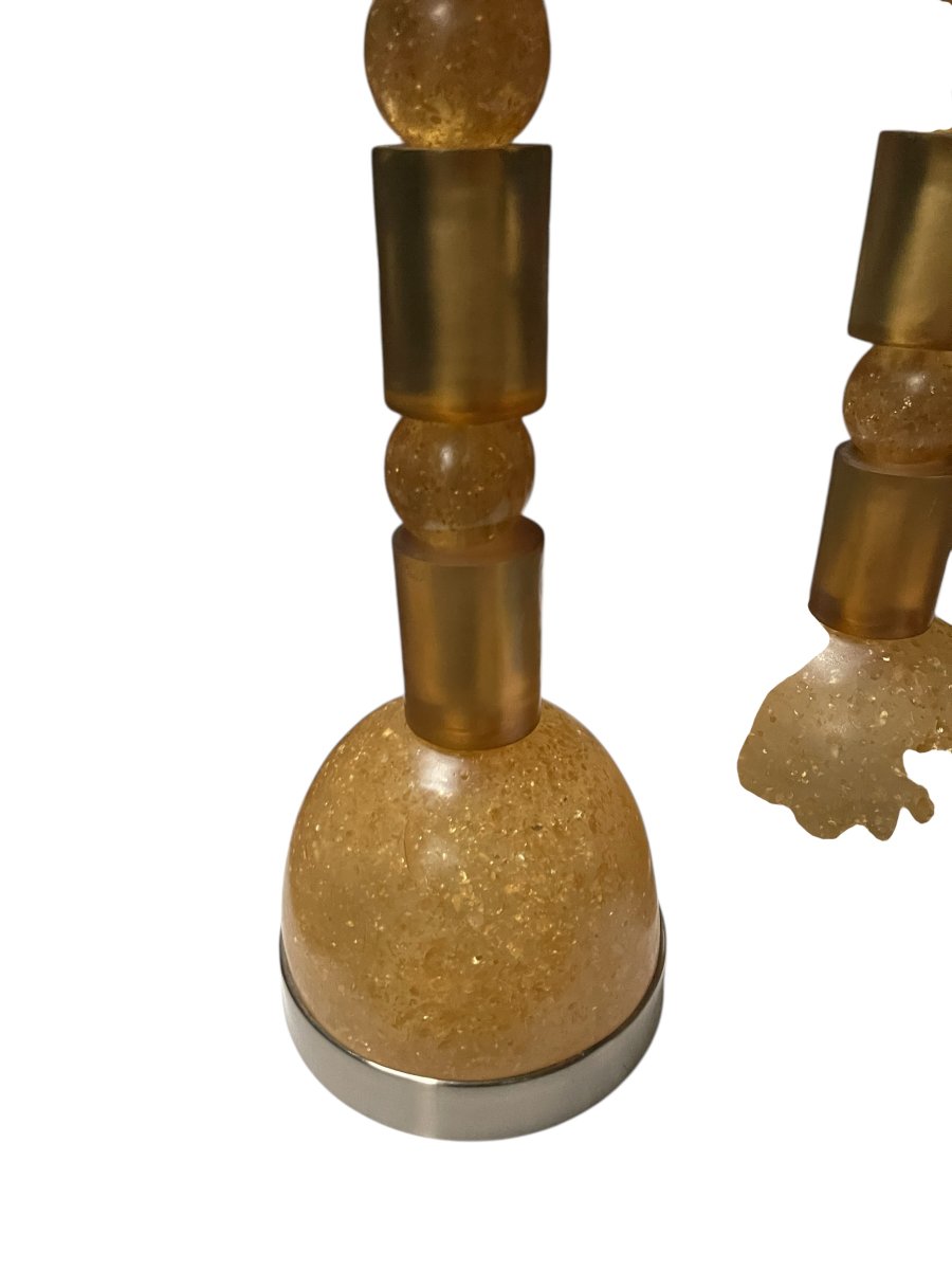 Paire de lampes en résine fractale attribuées à Marie-Claude de Fouquières-photo-3