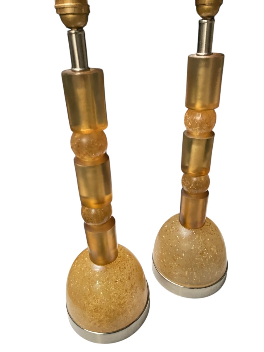 Paire de lampes en résine fractale attribuées à Marie-Claude de Fouquières-photo-1