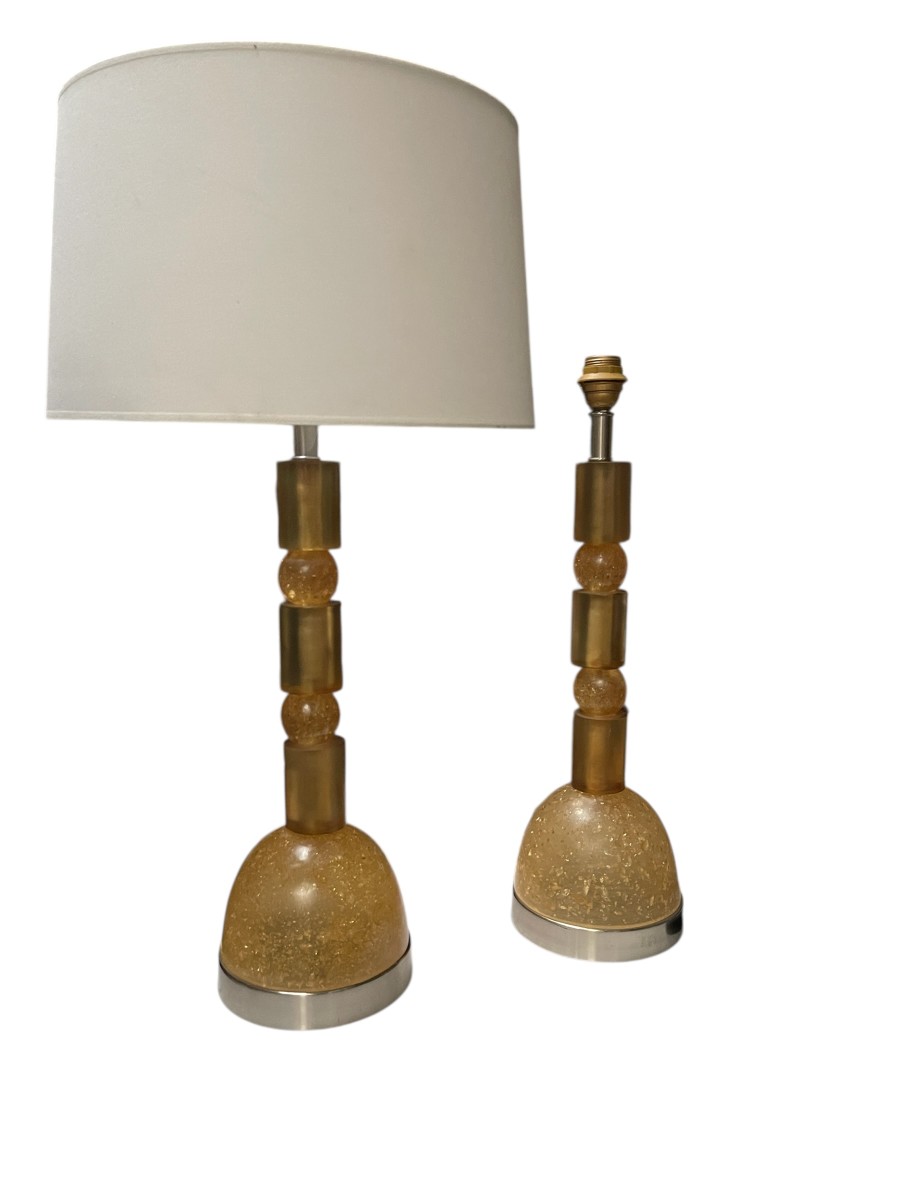 Paire de lampes en résine fractale attribuées à Marie-Claude de Fouquières