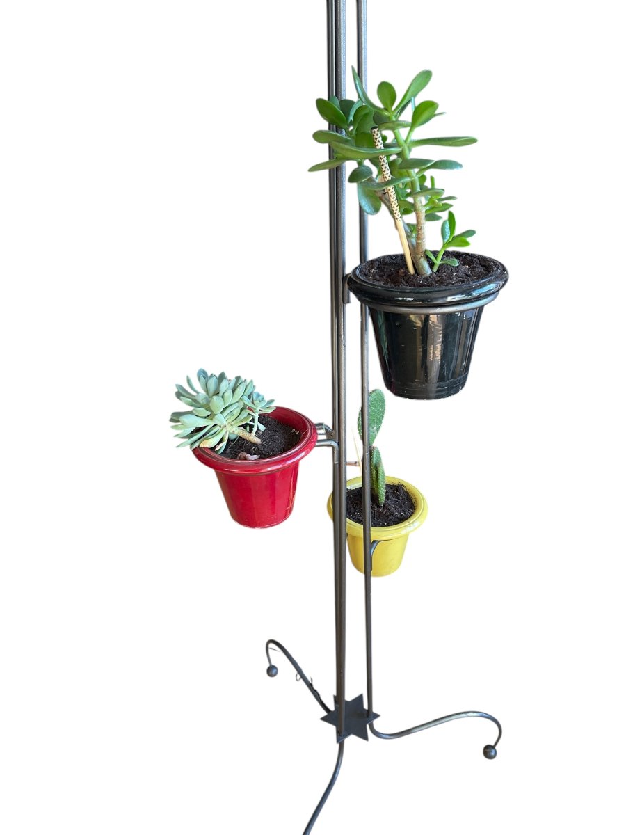 Metal And Ceramic Floor Lamp By Georges Asselbure-photo-2