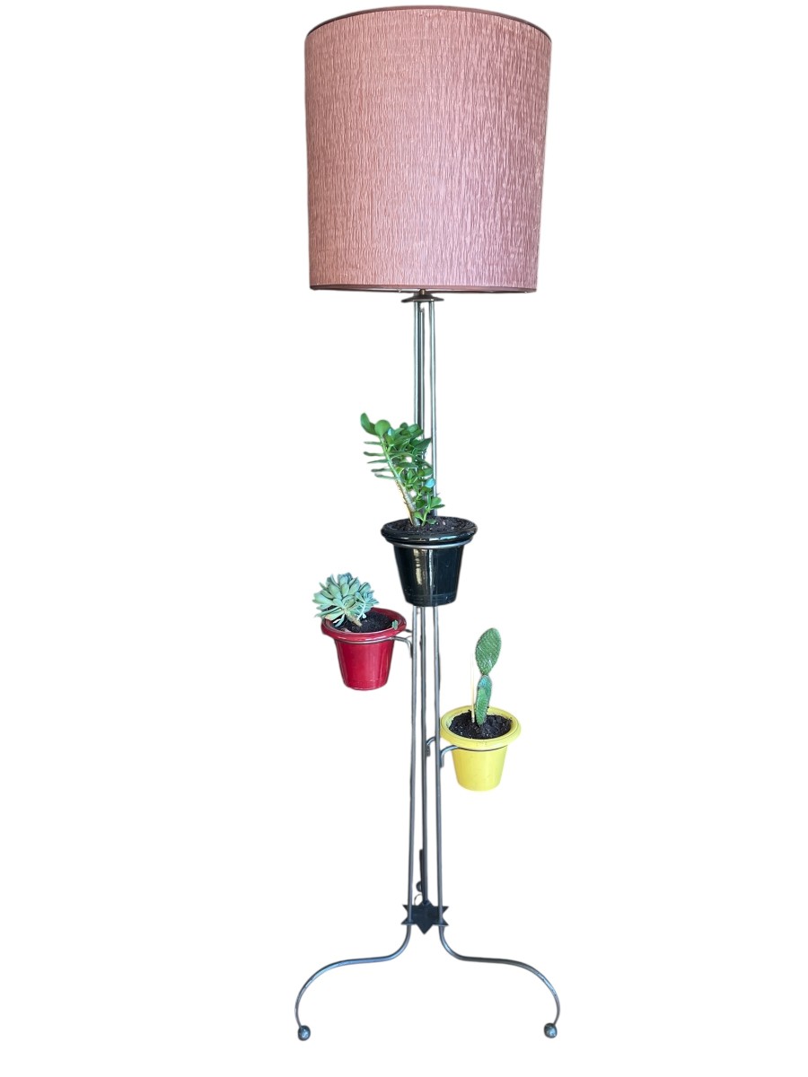 Metal And Ceramic Floor Lamp By Georges Asselbure