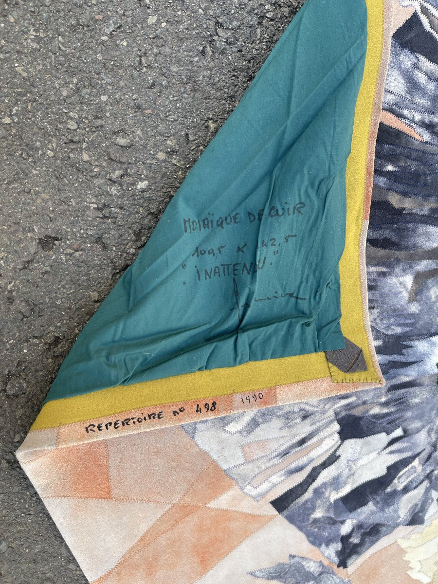 Tapestry Made In Leather By Fabrice Around 1970-photo-3