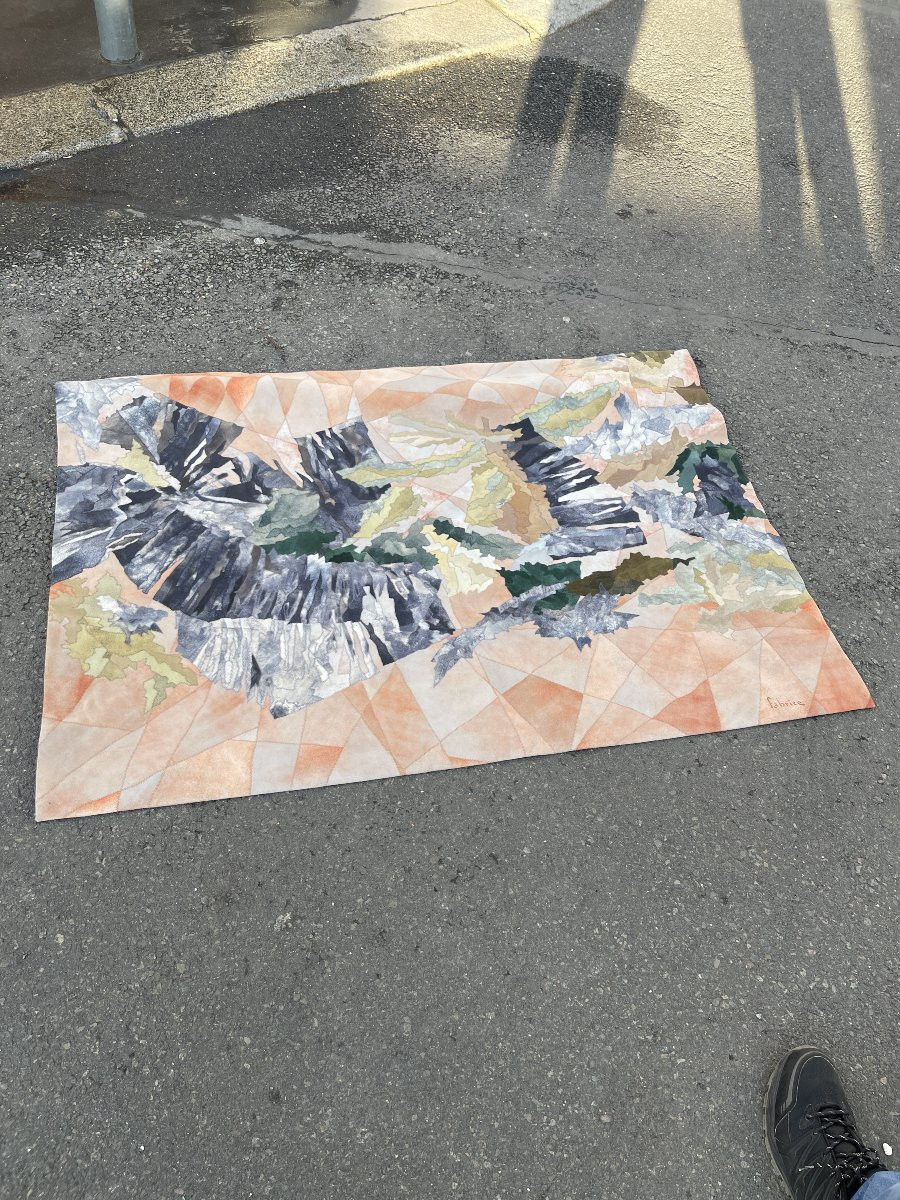 Tapestry Made In Leather By Fabrice Around 1970-photo-4