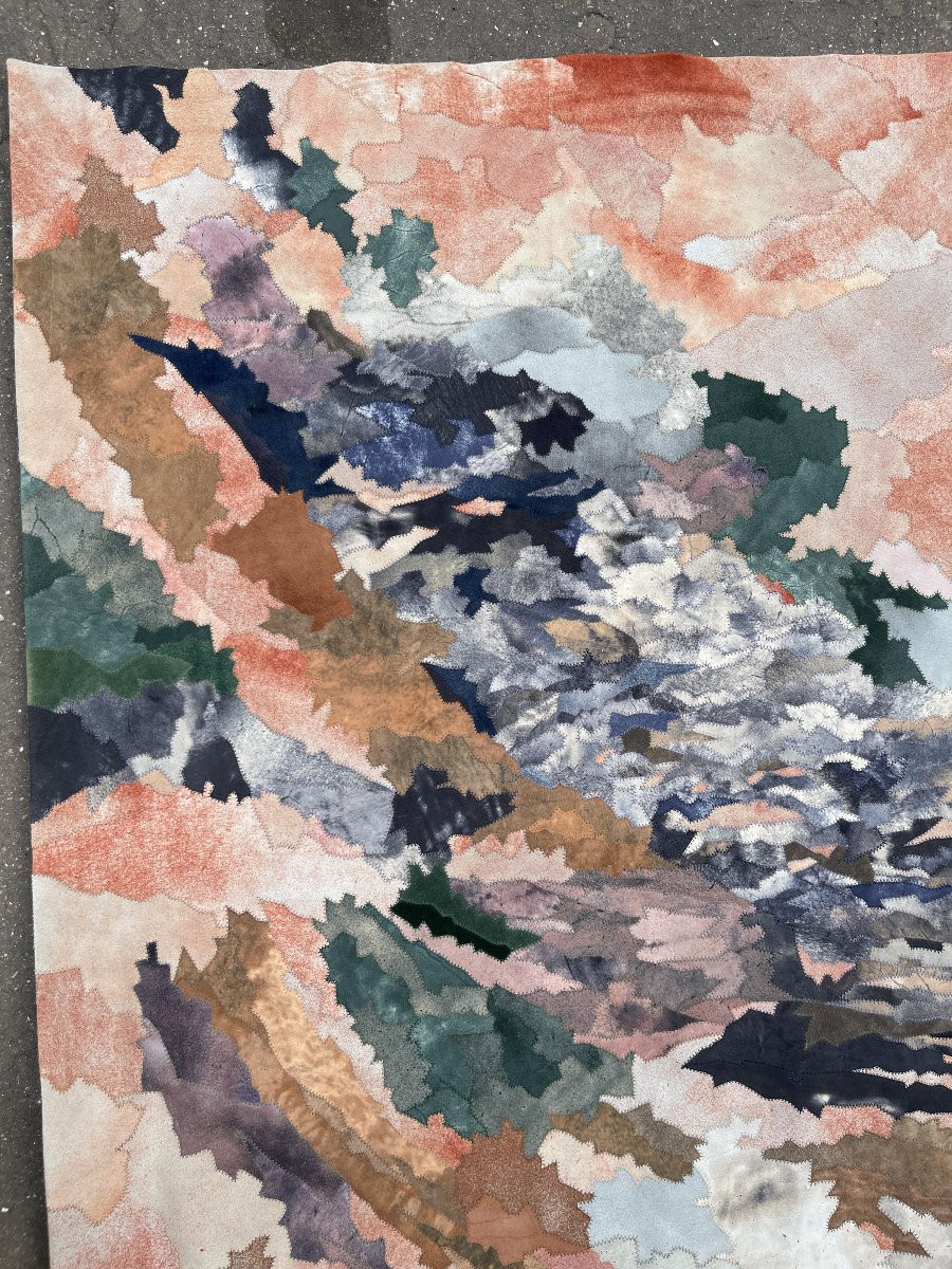 Tapestry Made In Leather By Fabrice Around 1970-photo-2