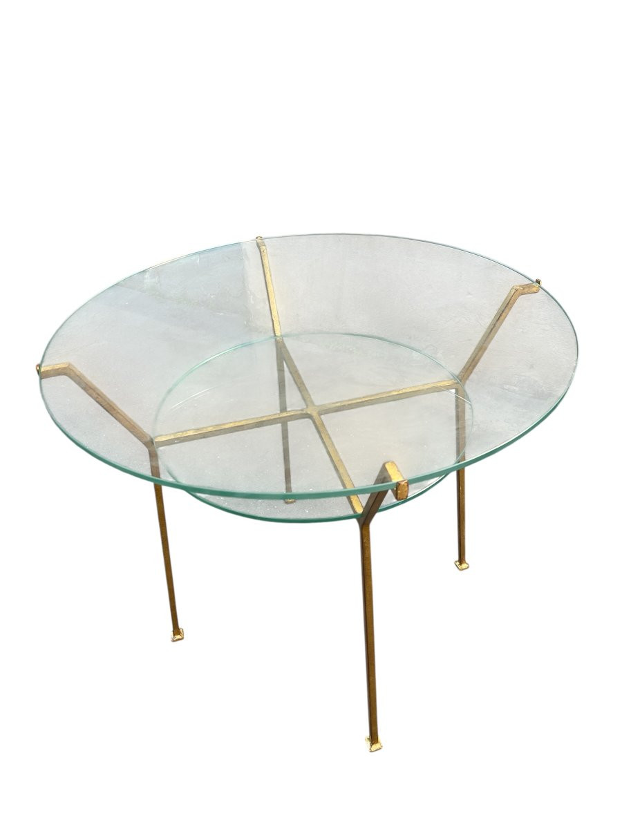 Paire de Tables en fer forgé doré attribué à Marc Du Plantier-photo-2