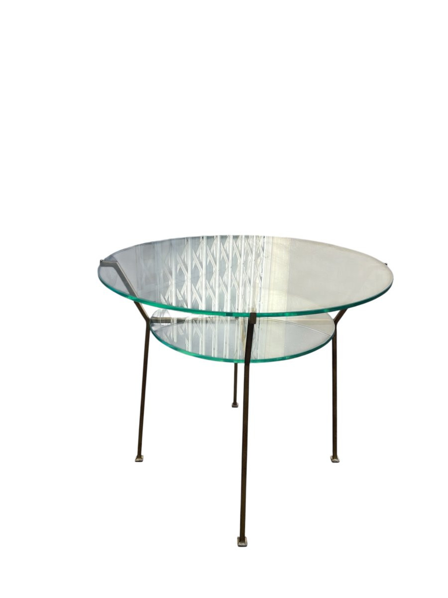 Paire de Tables en fer forgé doré attribué à Marc Du Plantier-photo-2
