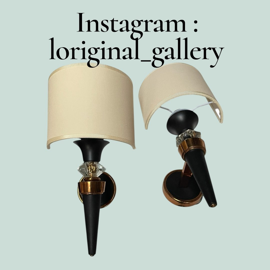 Paire d'appliques 1950 dans le goût de Jacques Adnet-photo-6