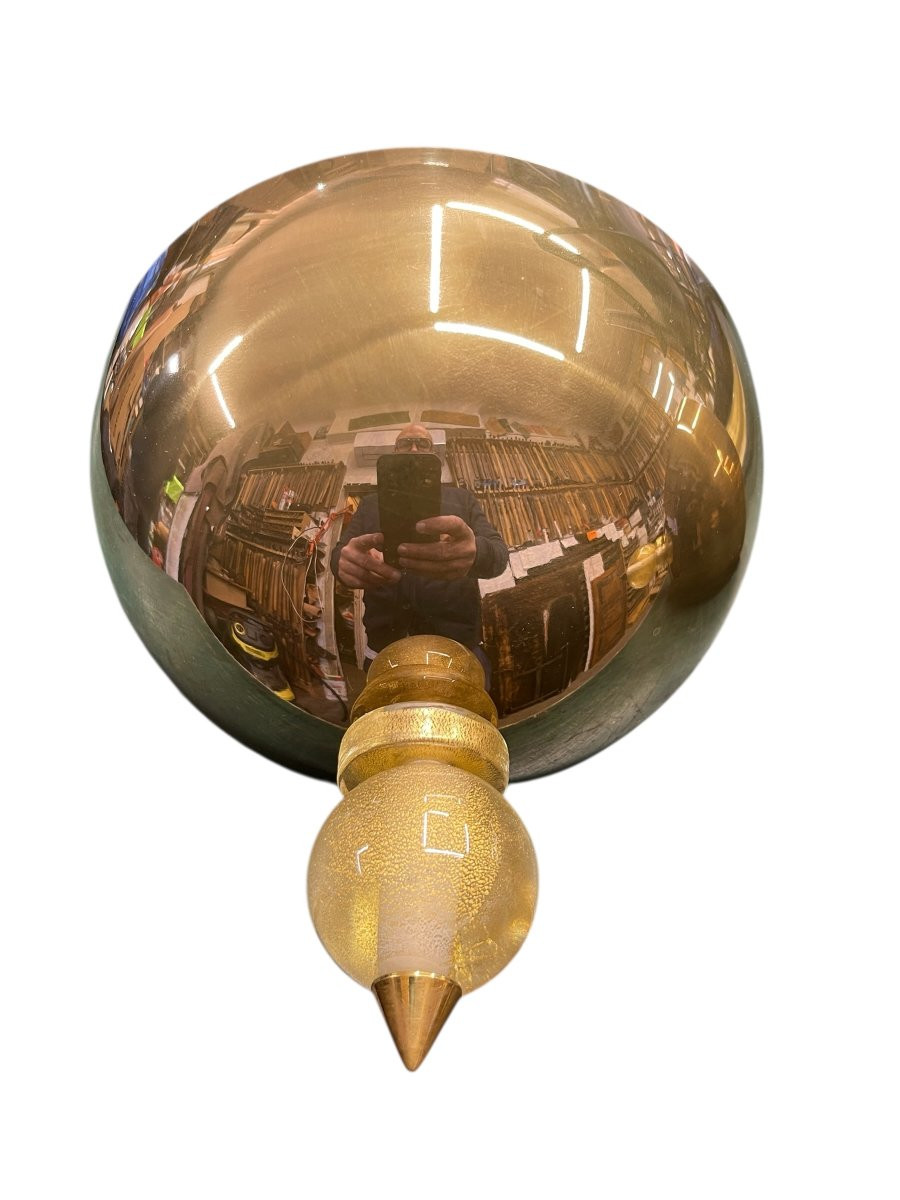 Paire d'appliques En laiton et verre de Murano par André Arbus pour Veronèse-photo-3