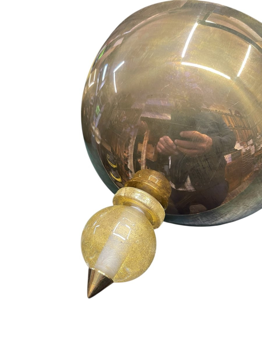 Paire d'appliques En laiton et verre de Murano par André Arbus pour Veronèse-photo-3