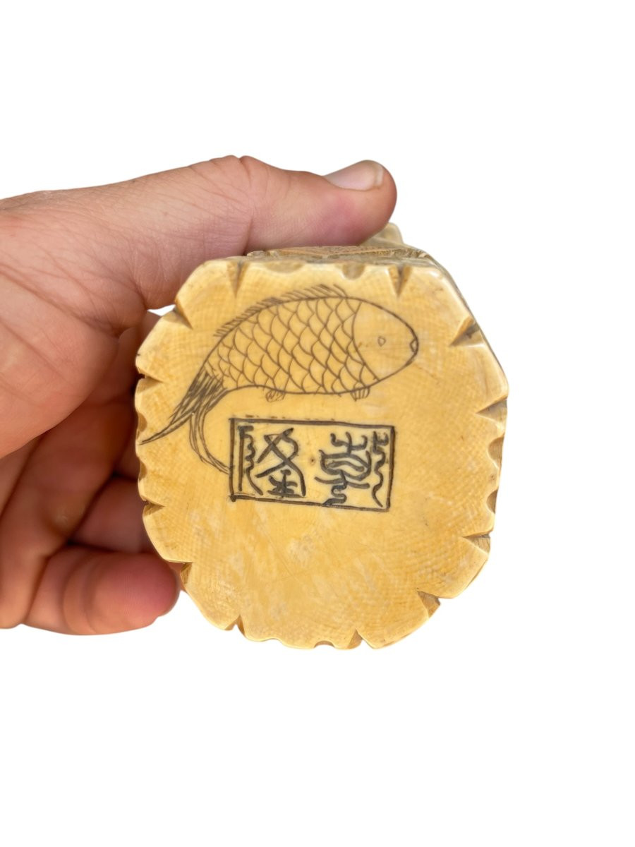 Paire de chiens de Fo en ivoire-photo-2