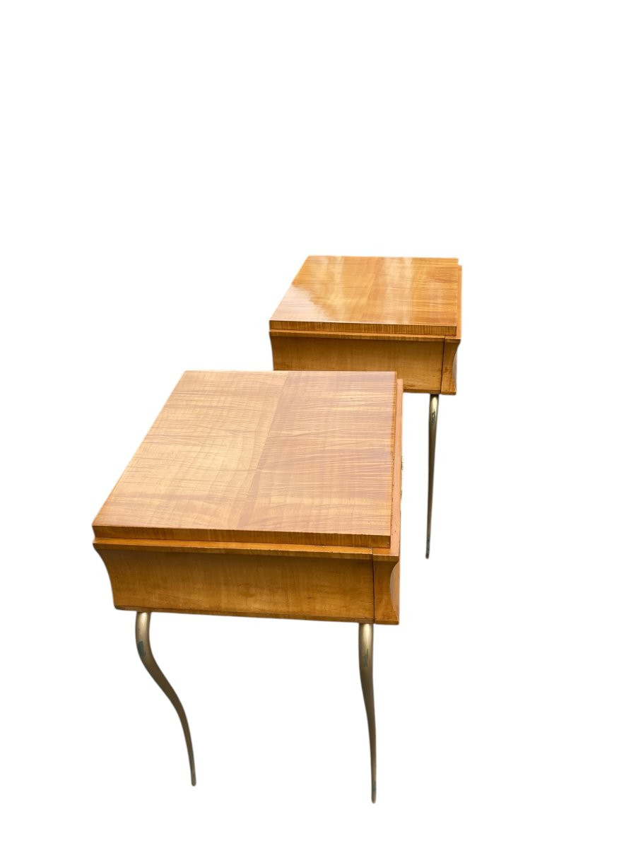 Pair Of Night Tables Or Sofa Ends By René Drouet-photo-3