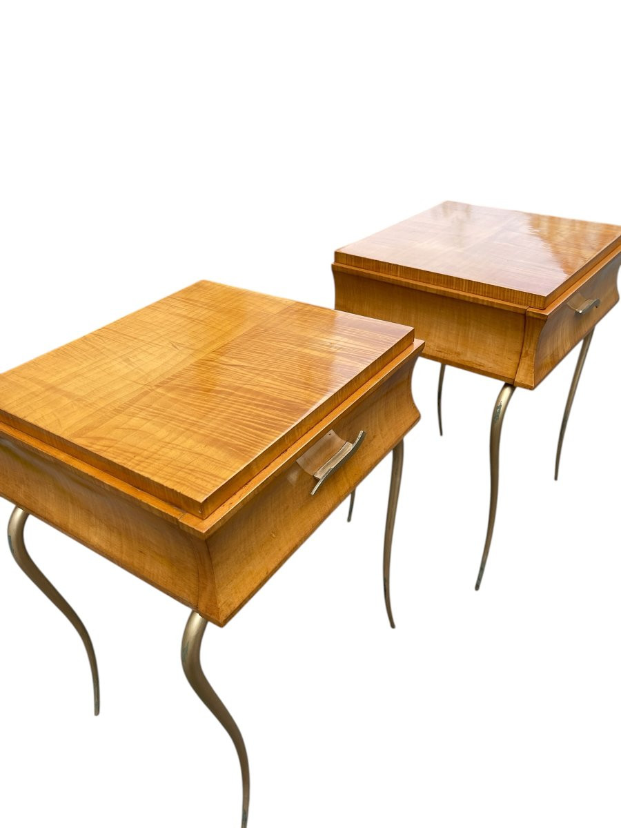 Pair Of Night Tables Or Sofa Ends By René Drouet-photo-5