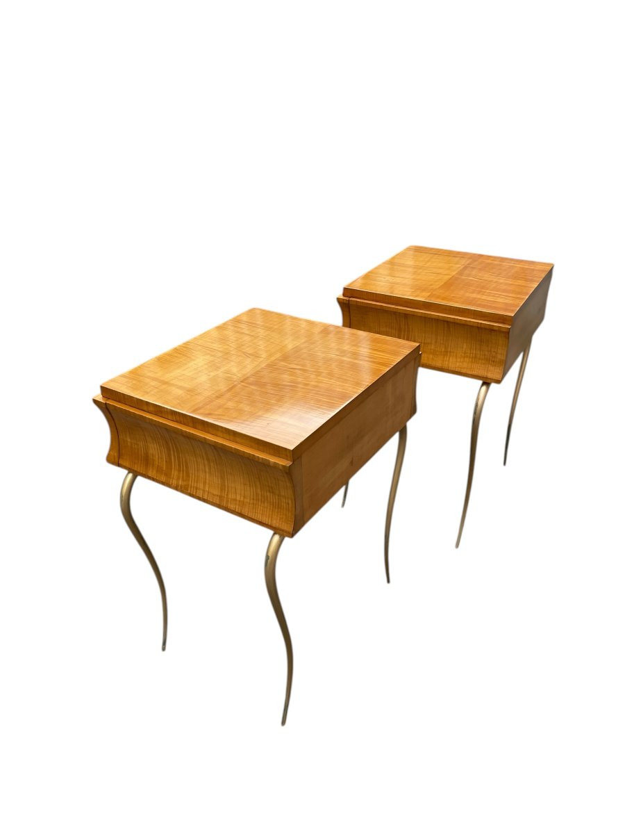 Pair Of Night Tables Or Sofa Ends By René Drouet-photo-7