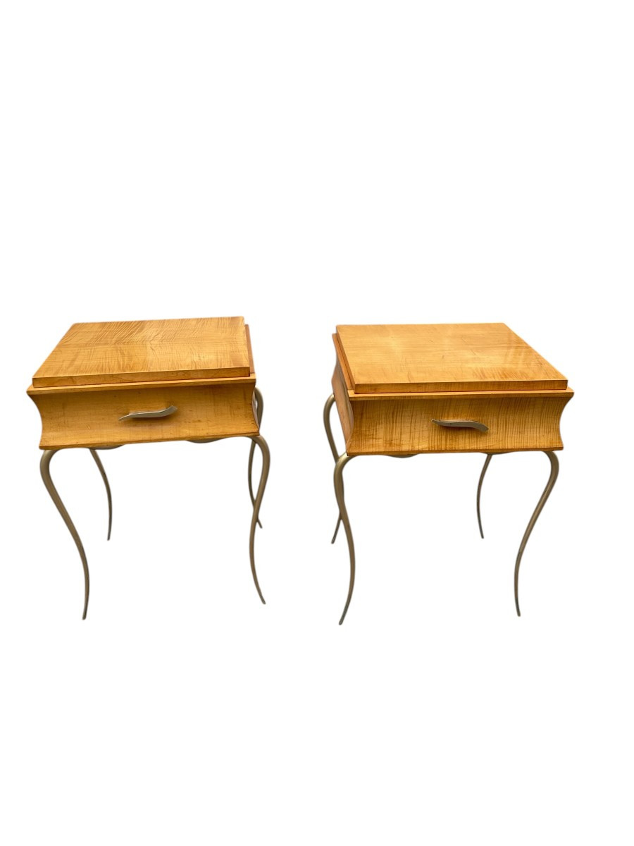 Pair Of Night Tables Or Sofa Ends By René Drouet
