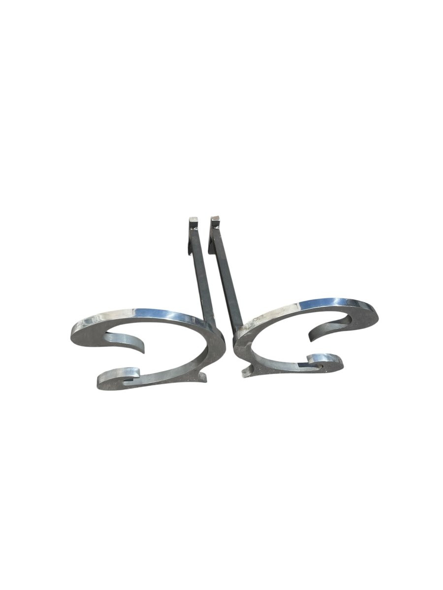 Pair Of Andirons By Charles Et Fils-photo-3