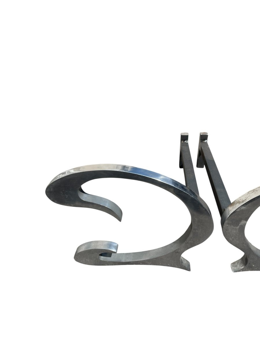 Pair Of Andirons By Charles Et Fils-photo-1