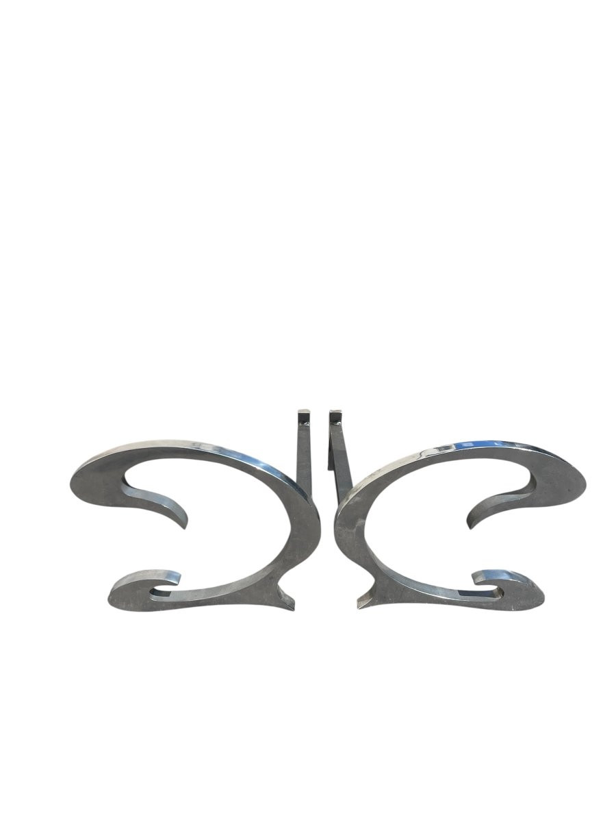 Pair Of Andirons By Charles Et Fils-photo-5