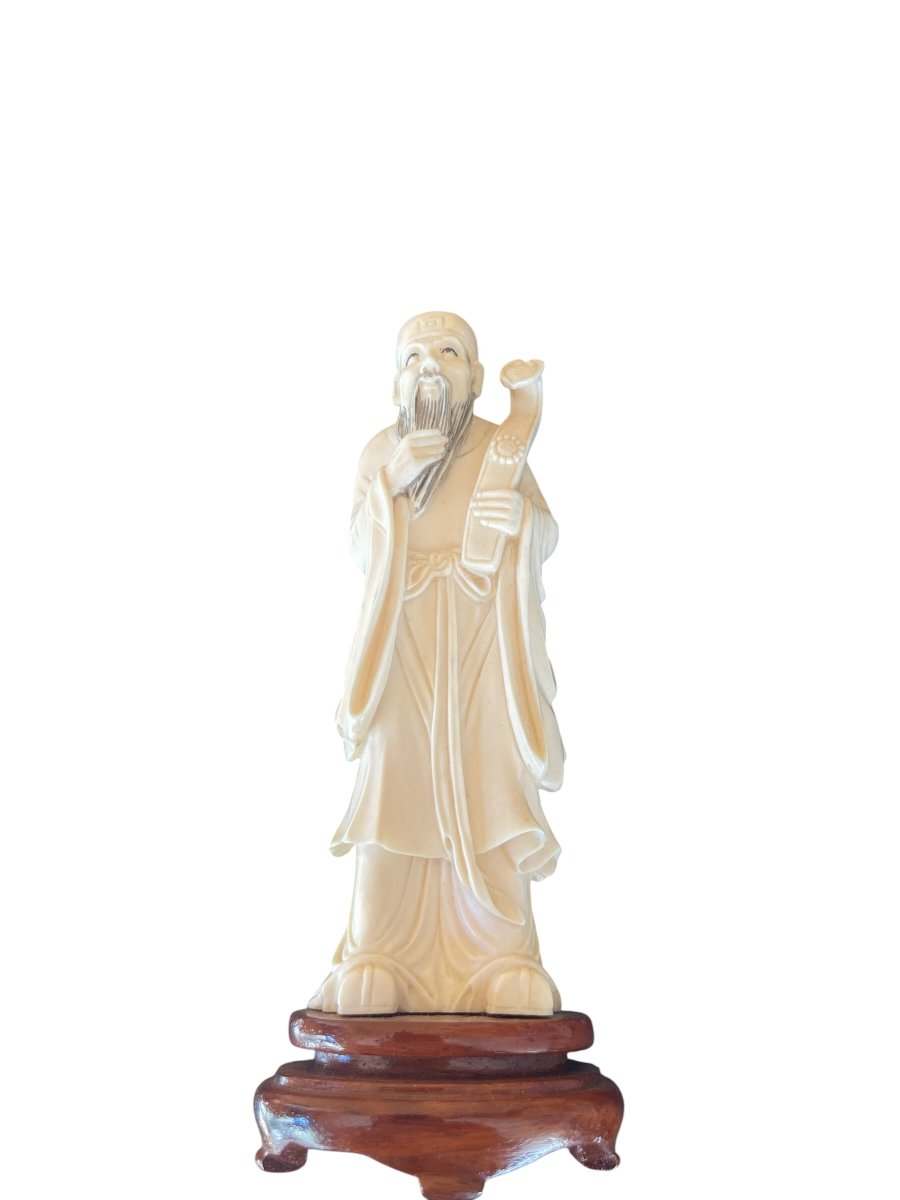 Sculpture d'un dignitaire chinois en Ivoire-photo-2