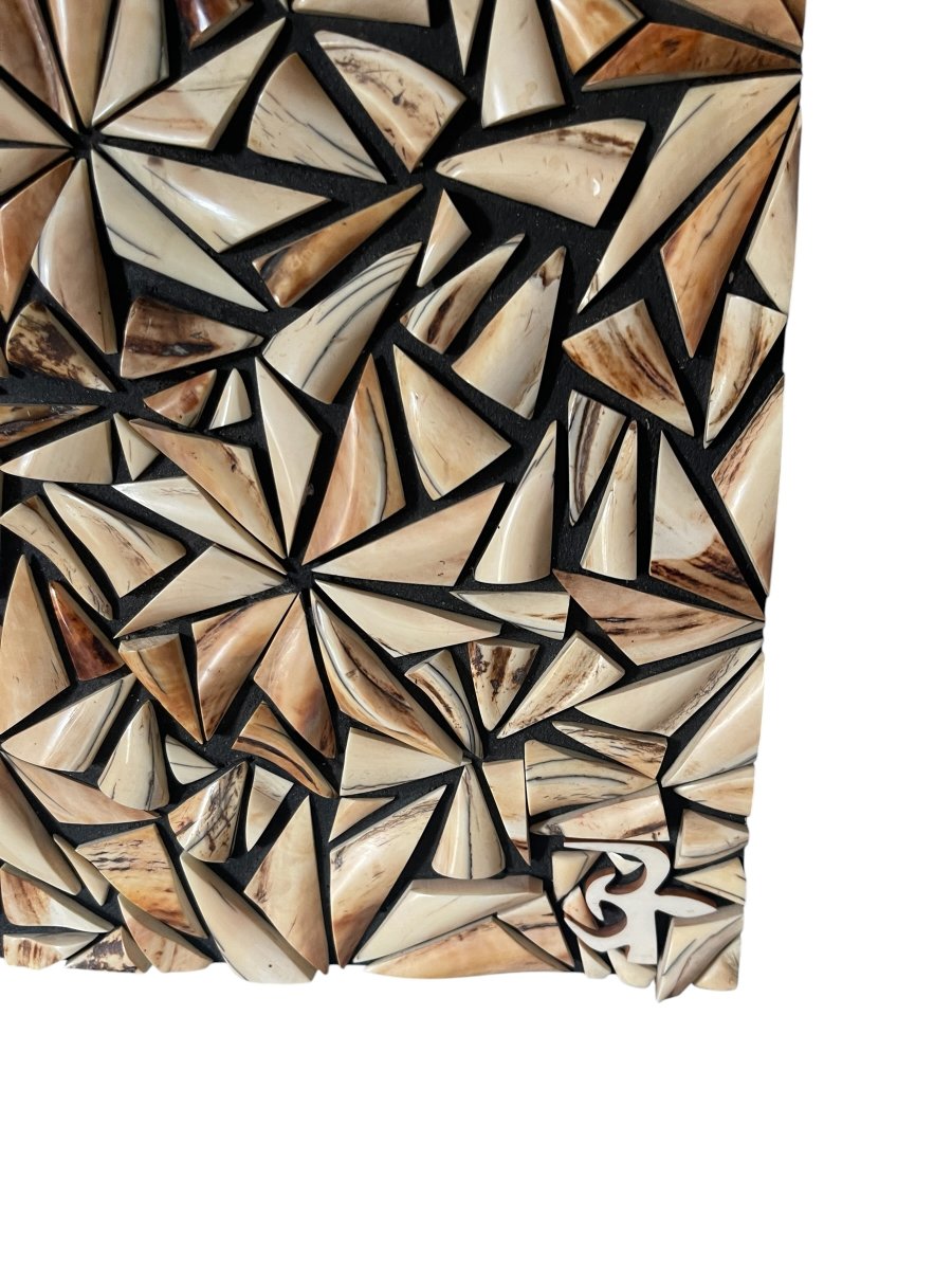 Carved Ivory Wall Panel Circa 1950-photo-2