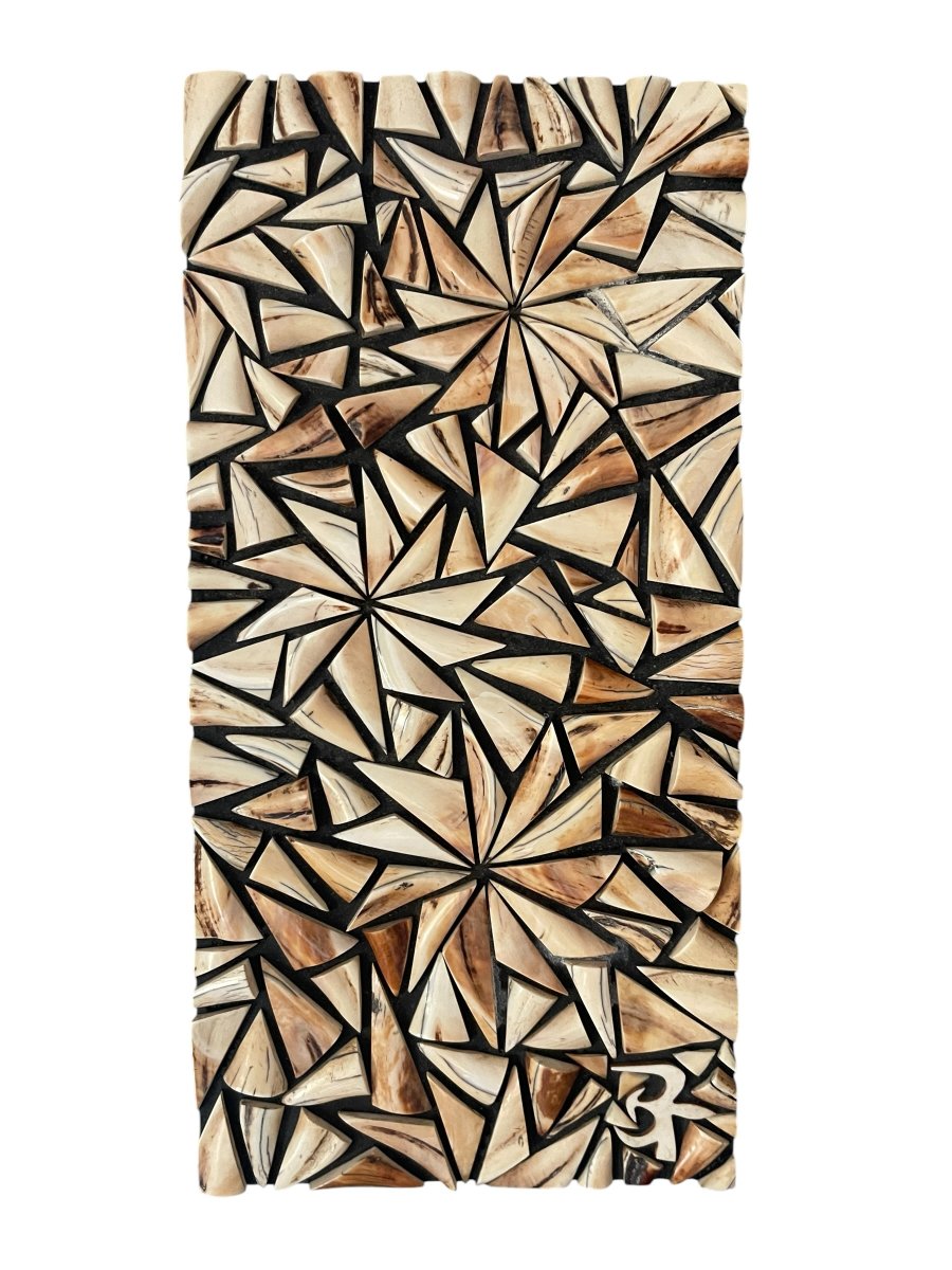 Carved Ivory Wall Panel Circa 1950-photo-4