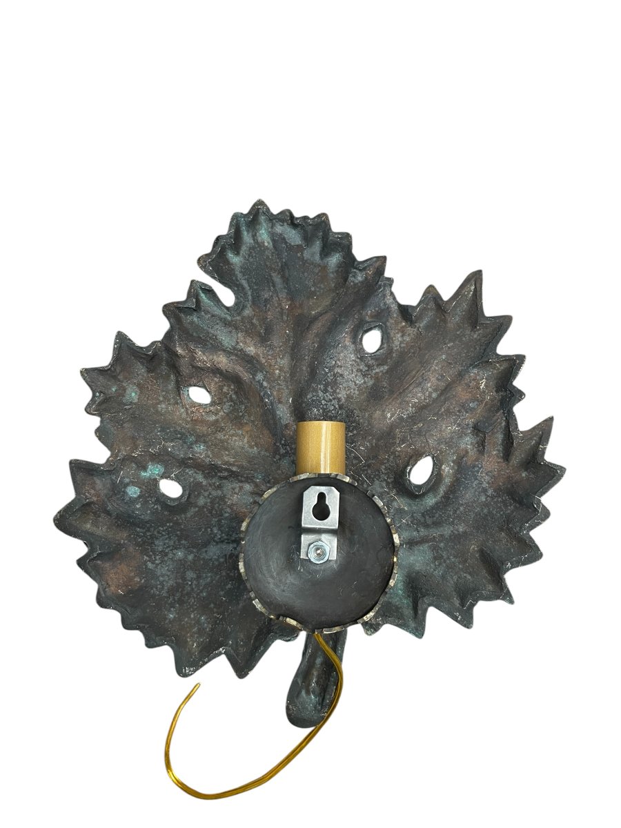 Paire d'appliques "feuilles " en bronze vers 1960-photo-2