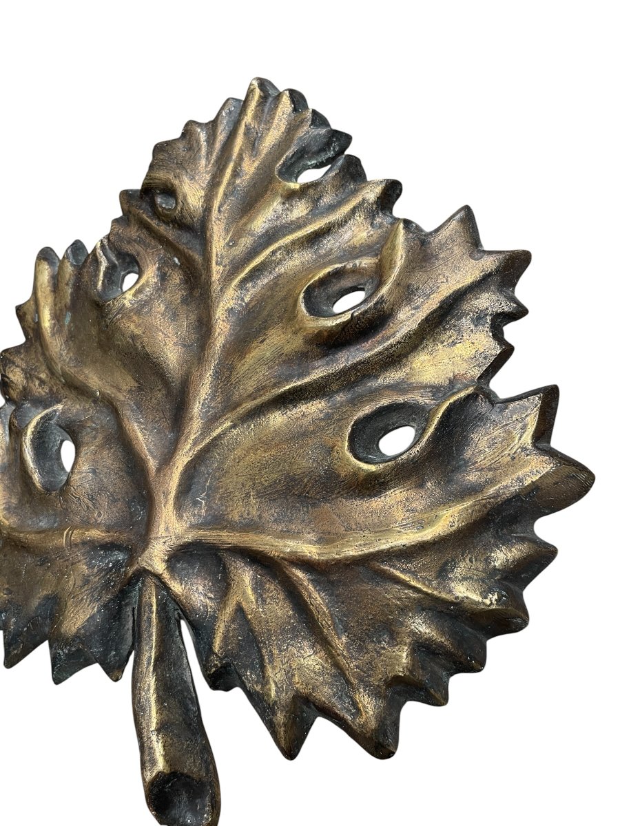 Paire d'appliques "feuilles " en bronze vers 1960-photo-3