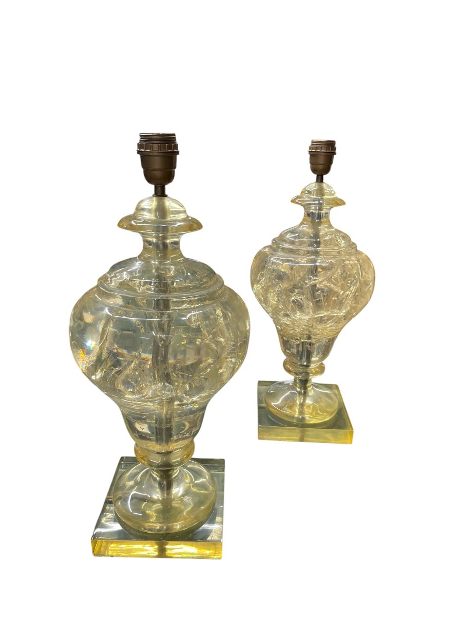 Paire de lampes en resine fractales par Marie-Claude de Fouquières-photo-1