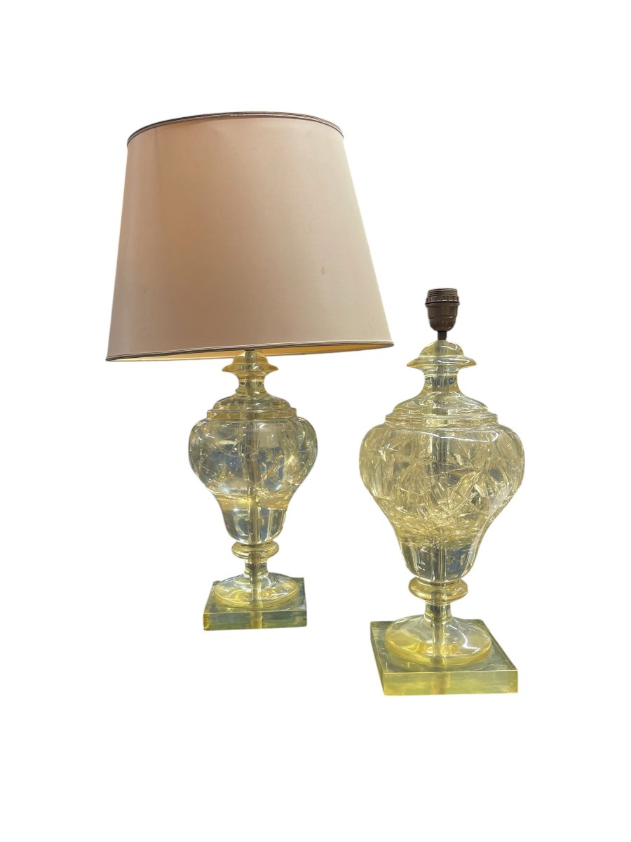 Paire de lampes en resine fractales par Marie-Claude de Fouquières