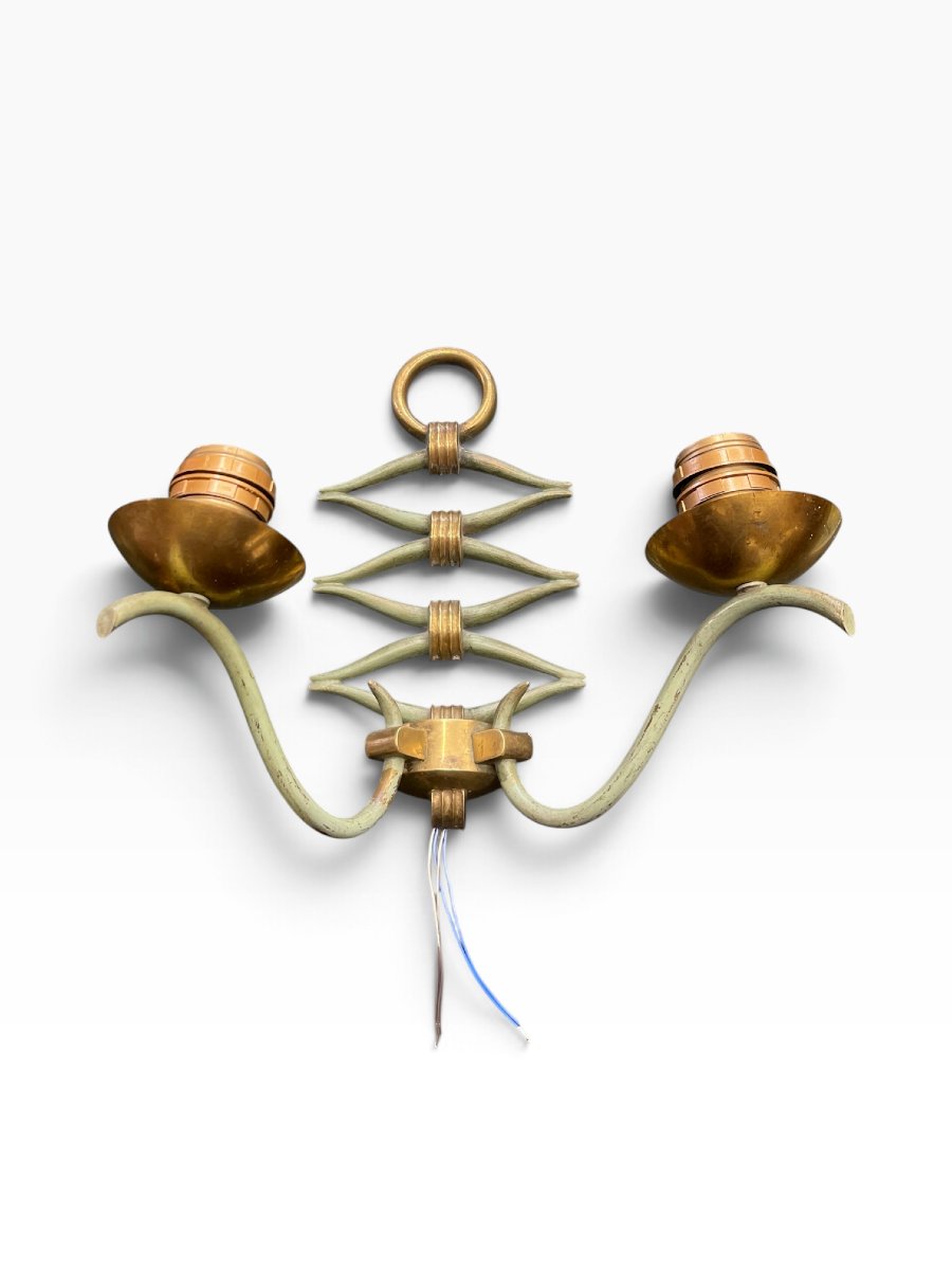 Paire d'appliques en bronze patiné par René Drouet-photo-2