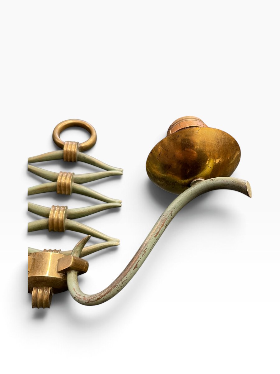 Paire d'appliques en bronze patiné par René Drouet-photo-3