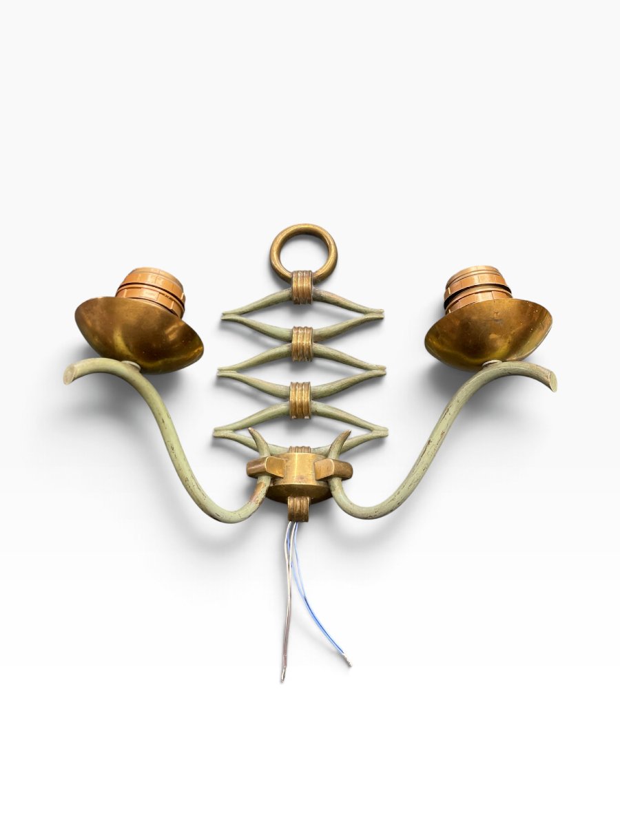 Paire d'appliques en bronze patiné par René Drouet-photo-1