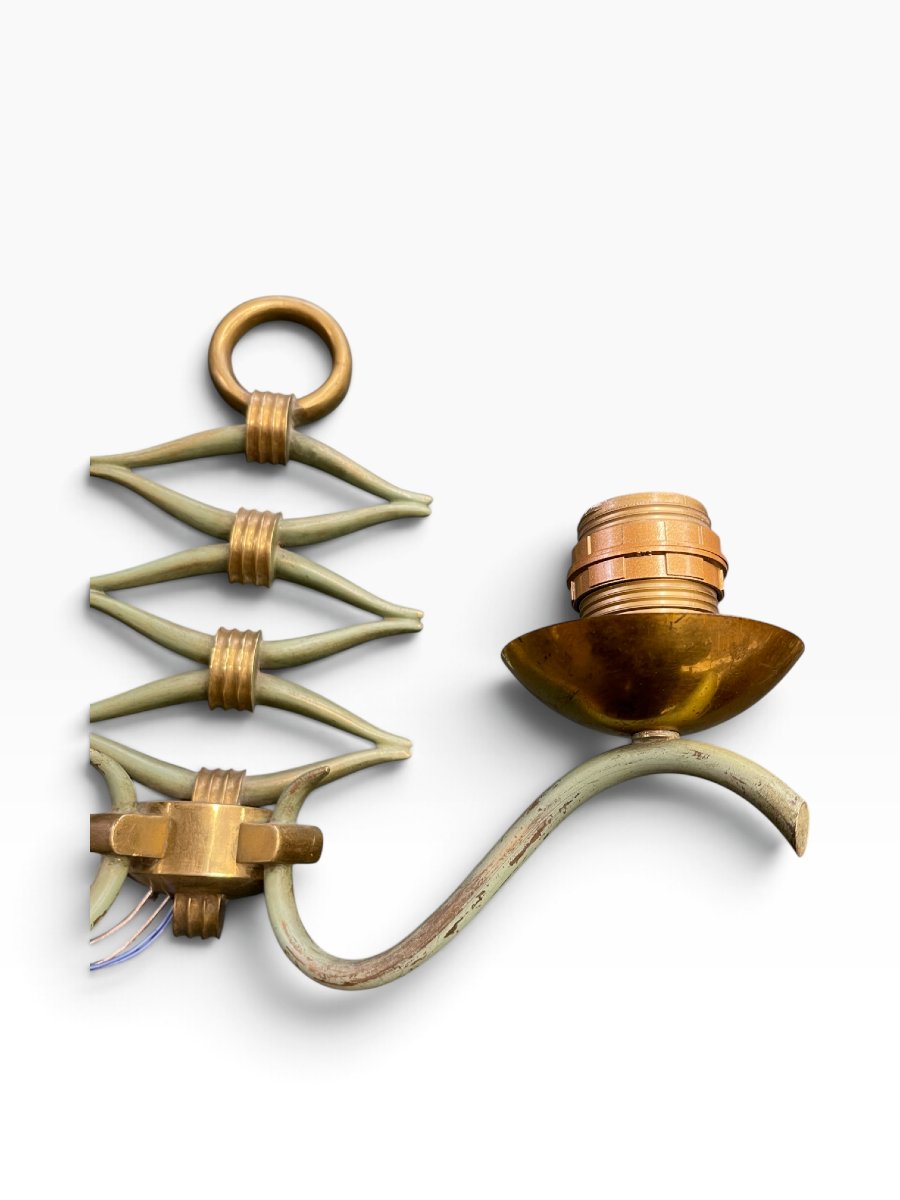 Paire d'appliques en bronze patiné par René Drouet-photo-6
