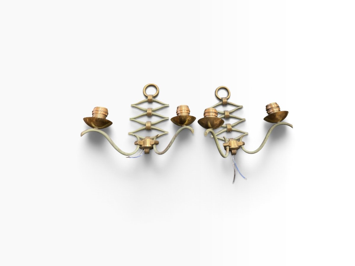 Paire d'appliques en bronze patiné par René Drouet