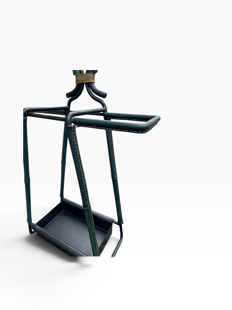 Porte parapluies gainé cuir par Jacques ADNET-photo-4